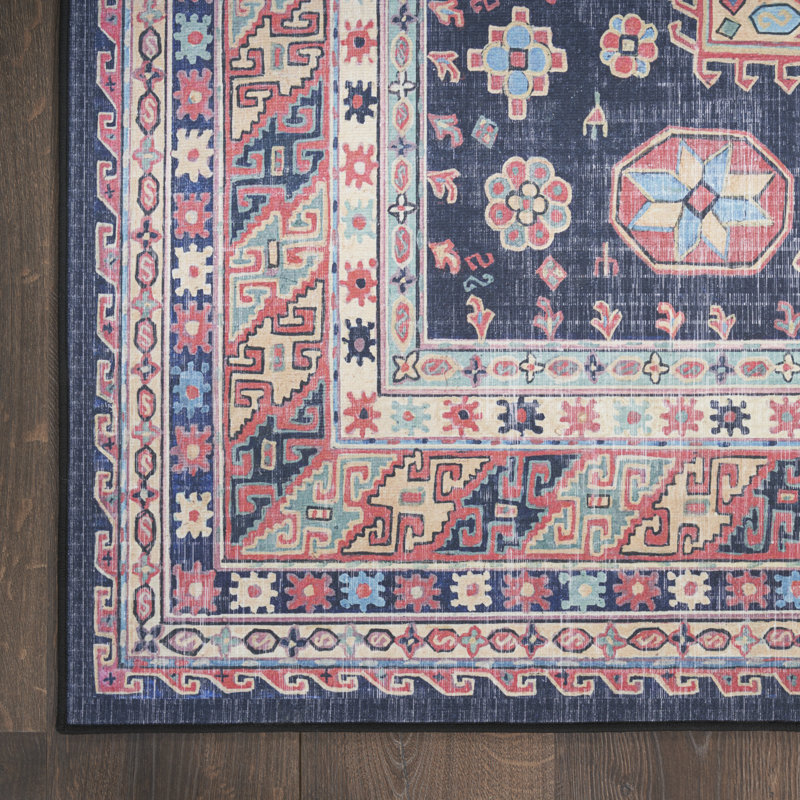 Tapis avec envers antidérapant VNH03-Marine, Rectangle 5 pi x 7 pi