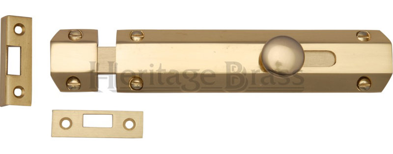 Heritage Brass Heritage Door Bolt Flat, Polished Brass, 20.32 cm W