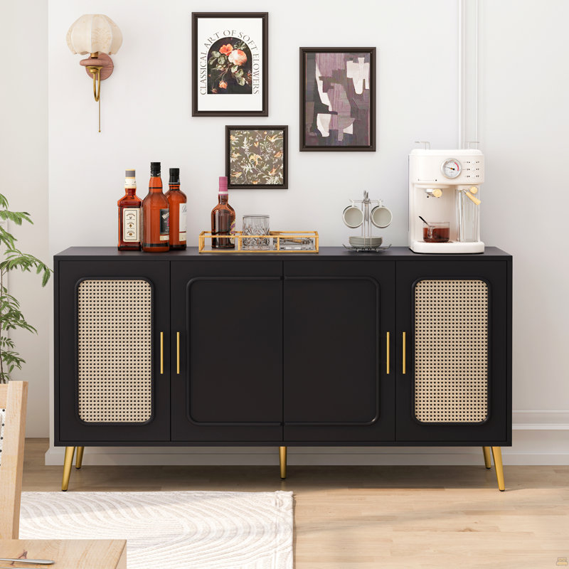 Armoire 59,84 po à quatre portes, rotin en plastique
