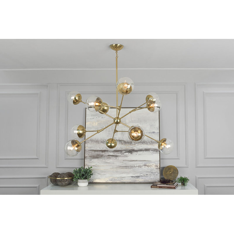 Lustre sphérique spoutnik à 12 lumières Celeste, Laiton moderne