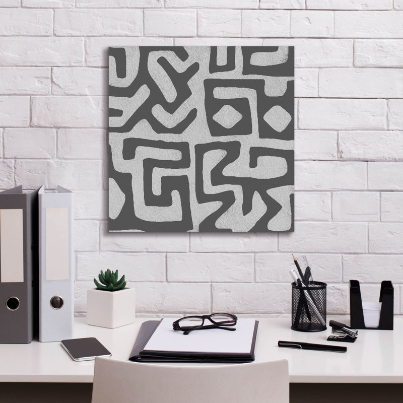  «Square Decorative Batik 6» par Alonzo Saunders, art mural sur toile, 18 po x 18 po