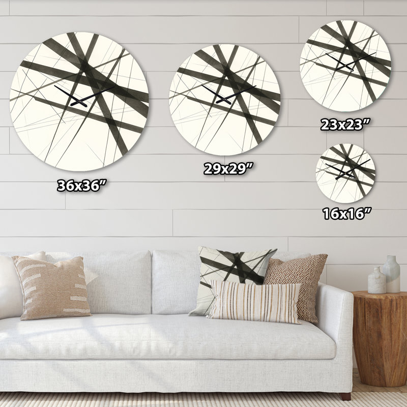 Horloge murale minimaliste noir et blanc VII - formes abstraites, Très grand