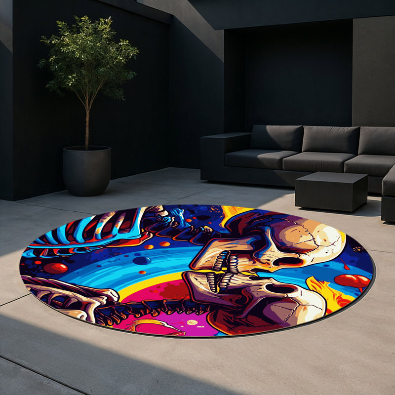 Neon Eruption Indoor And Outdoor Area Rug, Round 5'