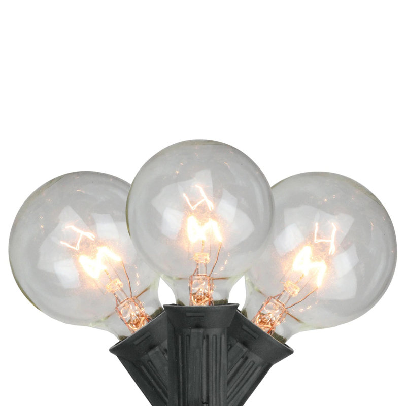 G50 Globe Patio Lights - Clear - 19' Black Wire - 20Ct