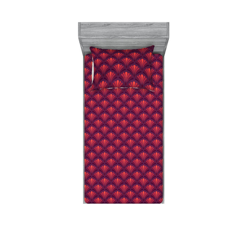 Drap-housse et taie décorative Ambesonne motif coquille nostalgique prune magenta et corail des années 80