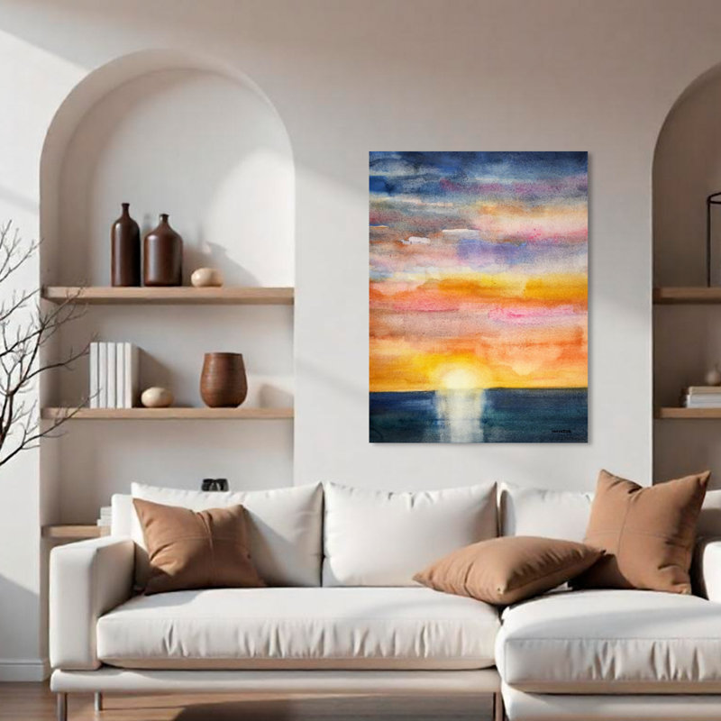 «Glorious Sunset» par Norman Wyatt Jr. - peinture à cadre flottant, H 40 po x l 30 po x P 1,5 po