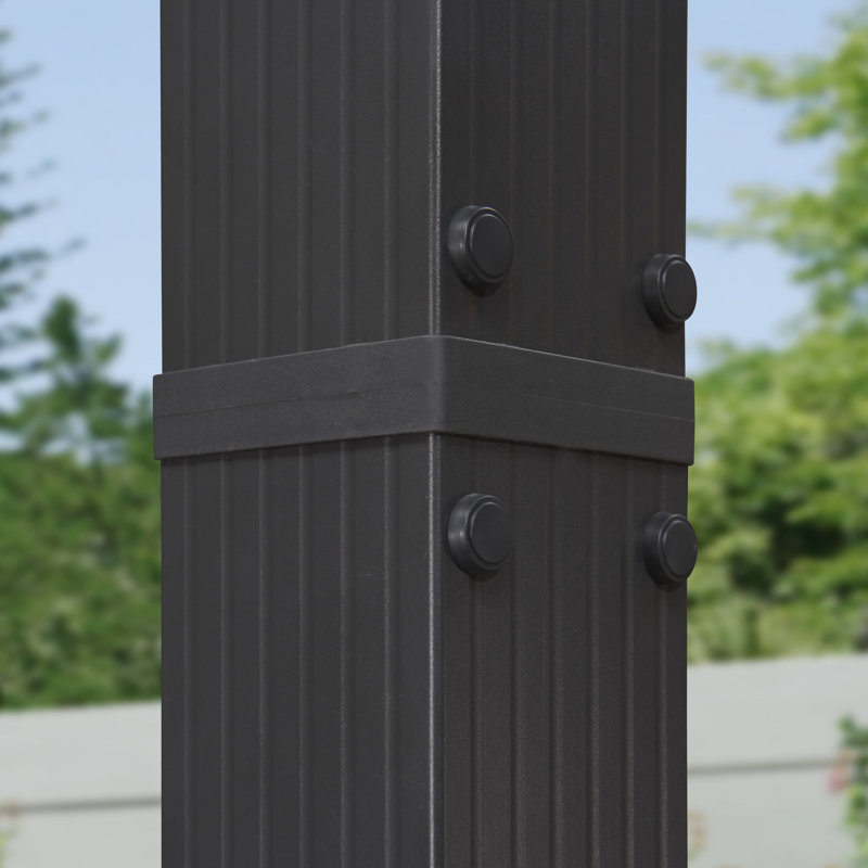 16 pi L 12 pi. Pergola en aluminium avec auvent, gris