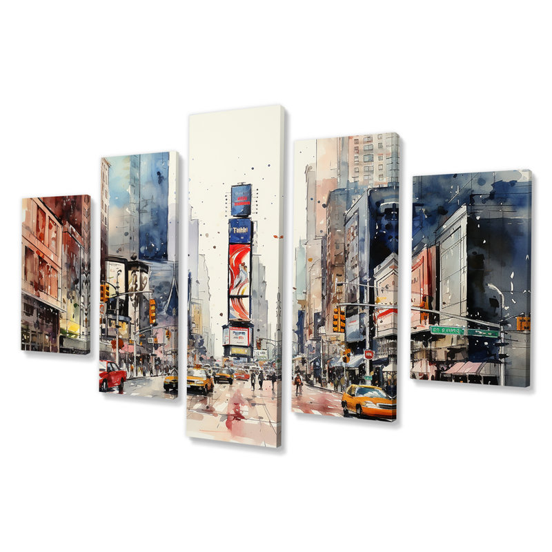 Times Square New York Cityscape II - art mural multi-panneaux New York