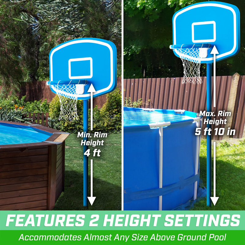 48" Blue Durable In-Ground Poolside Basketball Hoop Set