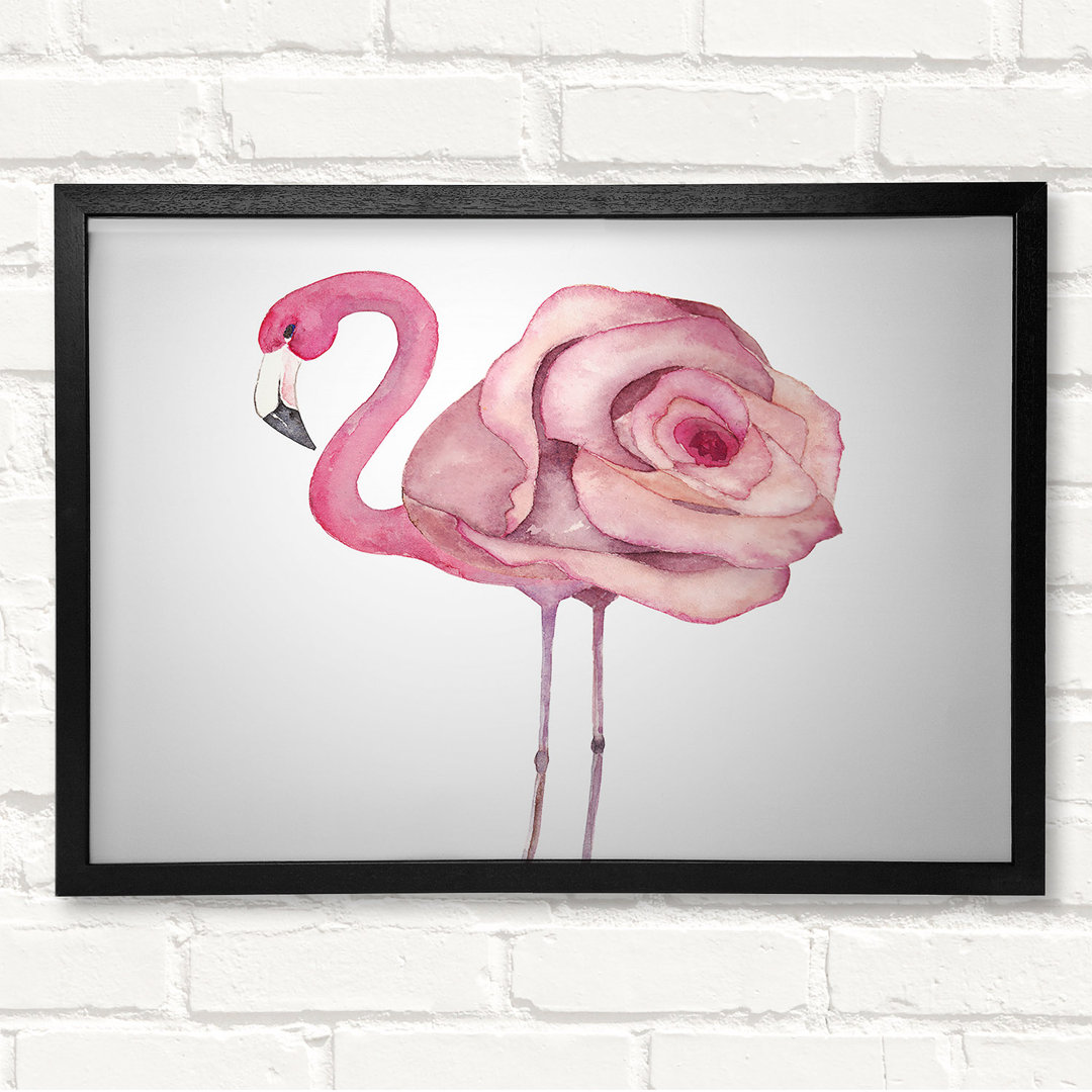 Rosa Flamingo Rose Gerahmter Druck