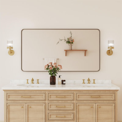 Customized Black Rectangular Aluminum Frame Bathroom Vanity Mirror