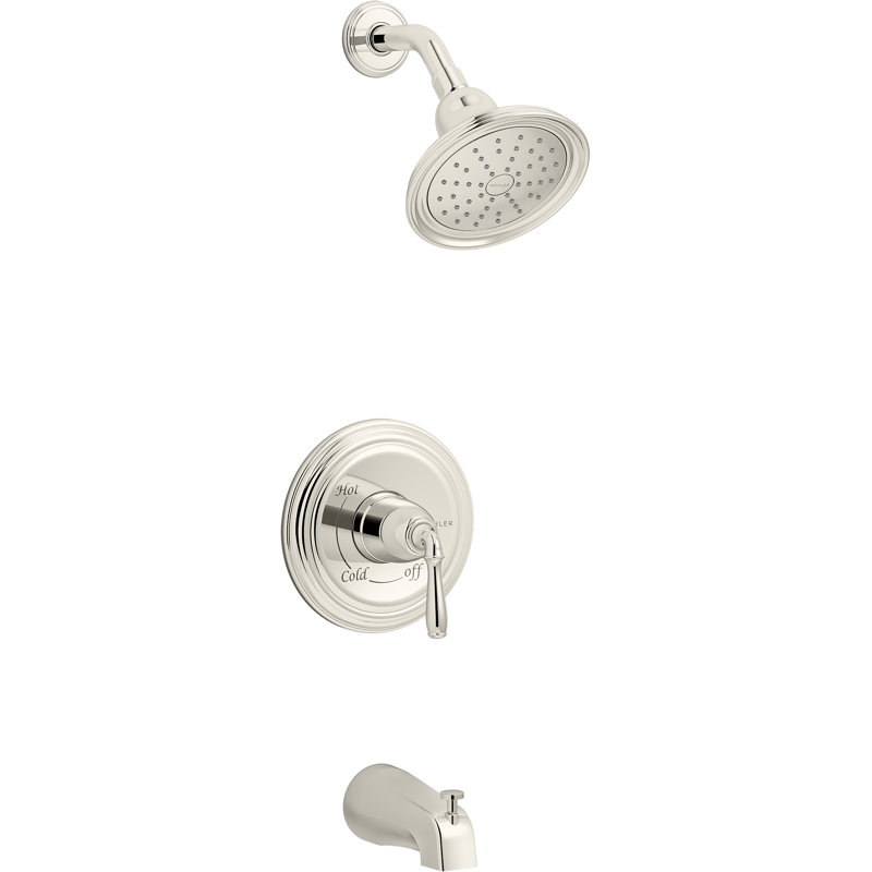 Devonshire Rite-Temp Bath and Shower Trim with Npt Spout and 1.75 Gpm Showerhead, Vibrant Polished Nickel, Npt