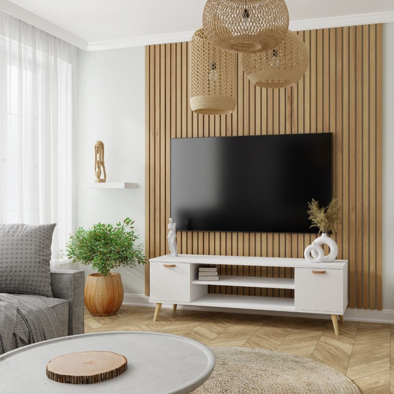 RTV Focus white - Scandinavian, 50cm H x 135cm L x 40cm D