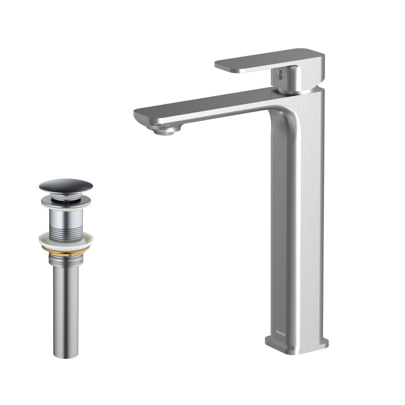 Single-handle Bathroom Faucet with Drain Assembly, Stainless Steel