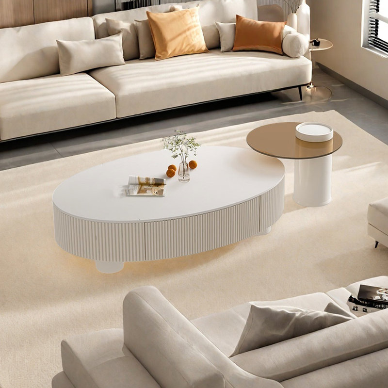 Table basse ovale en marbre crème