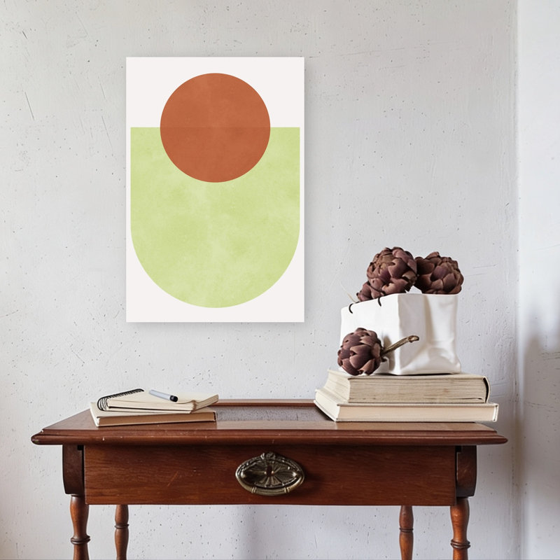Rust Circle Green Arch Abstract Contemporary Wall Art Print by Vitor Costa - Wrapped Canvas Print, 60.96cm H x 40.64cm W