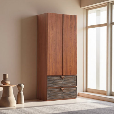 Armoire fonctionnelle à deux tiroirs en bois