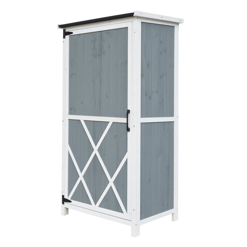 Remise de rangement 54 "deux tons - Design gris et blanc avec toit incliné et 5 compartiments