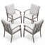 Ensemble de 4 chaises de jardin en aluminium avec coussins épais, idéal pour une table de patio, terrasse, jardin, piscine, fini chêne blanchi.