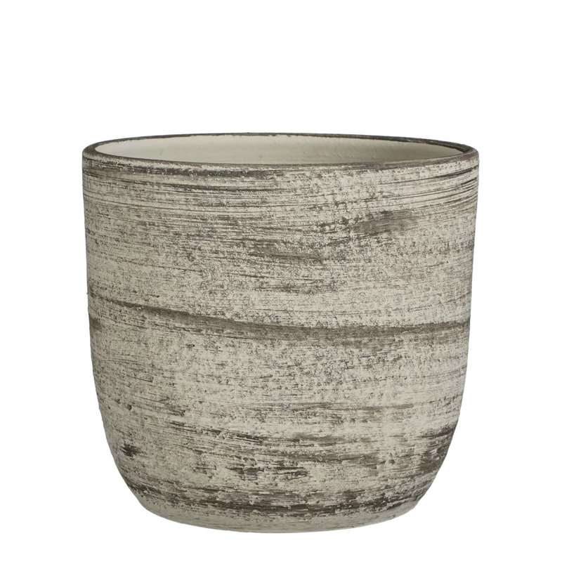 Ansted Ceramic Pot Planter, 31cm H x 34cm W x 34cm D, Grey