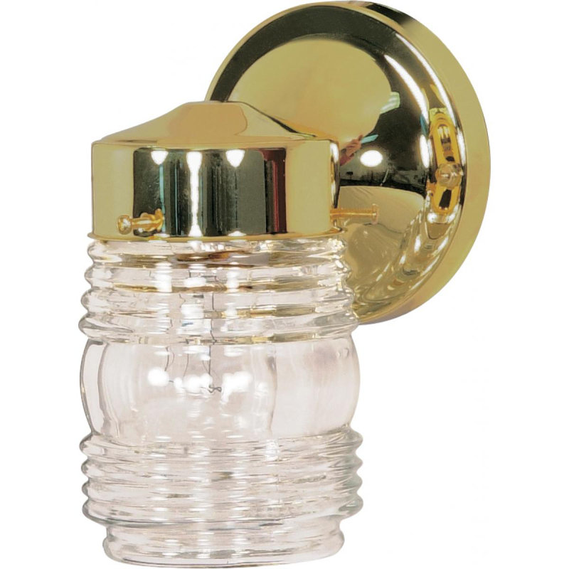 Lanterne murale d'extérieur à 1 ampoule H 8,5 po Hartnell, Transparent, Laiton poli
