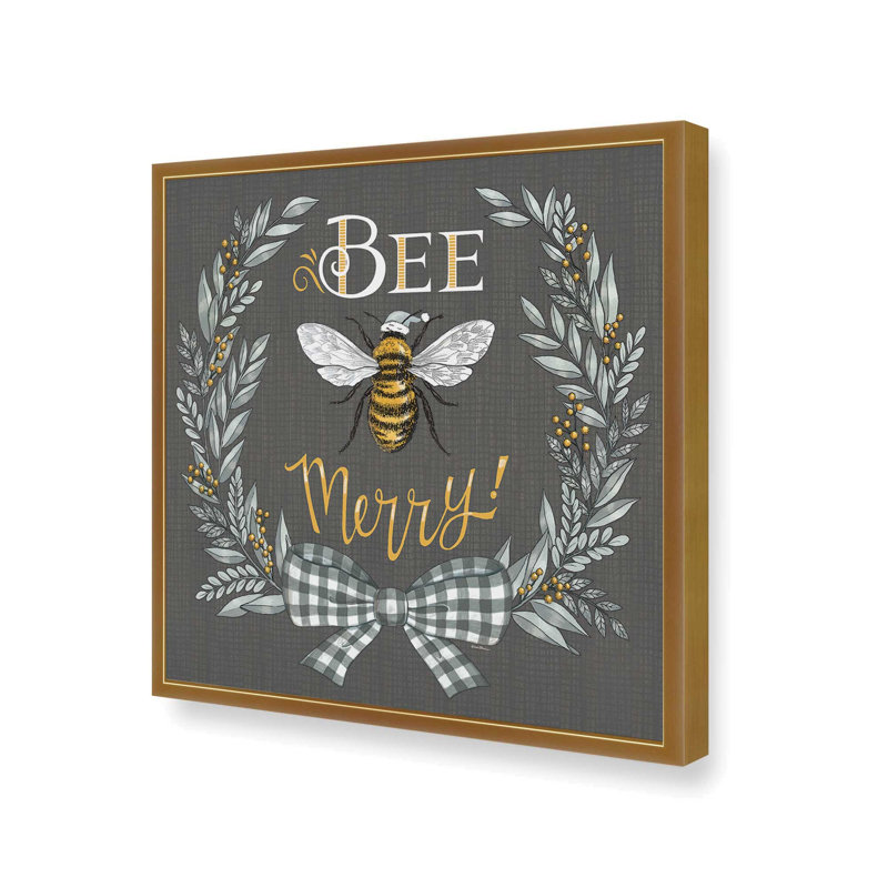 Bee Merry by Deb Strain Art Print, L 20 po x H 20 po, Impression encadrée, Doré