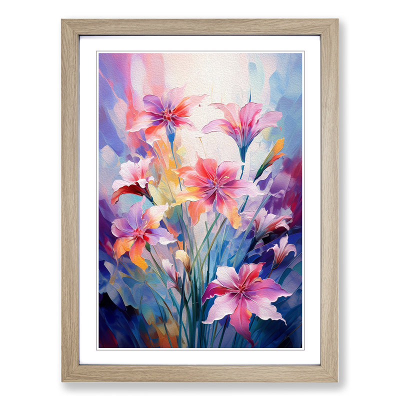 Wildflowers Futurism - Framed Print, Oak , 64cm H x 46cm W x 2cm D