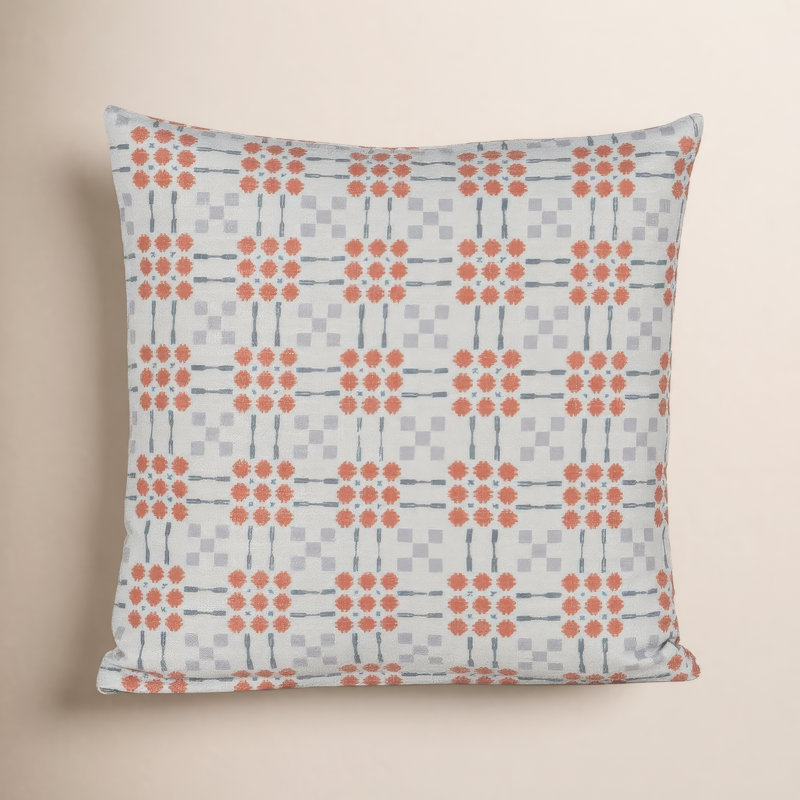 Coussin décoratif à motif géométrique Gridwork, Polyester, Bleu, Carré 18 po