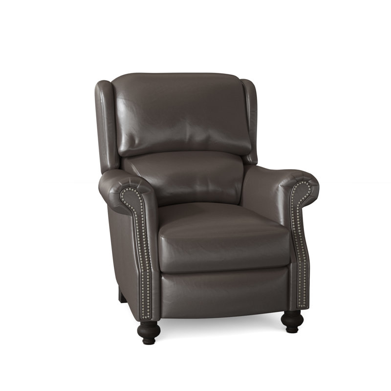 Bancroft Recliner, Pewter, Cobblestone, Outsider Raven Genuine Leather