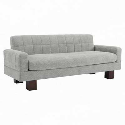 Causeuse 2 places en tissu avec dossier Biscuit et accoudoirs carrés Boucle