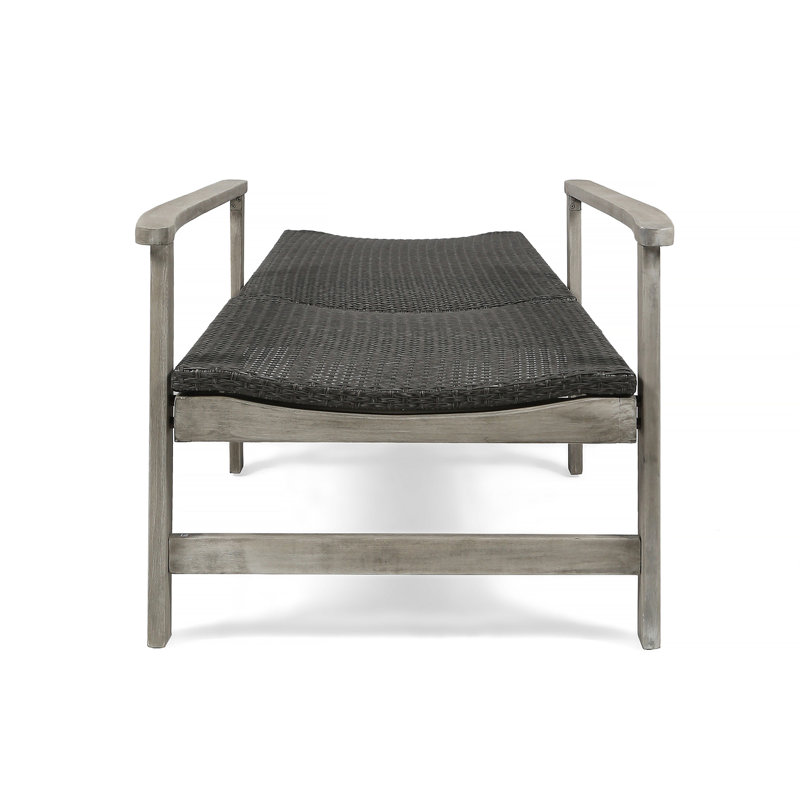 Hampton Wood + Wicker Chaise Lounge, Gray