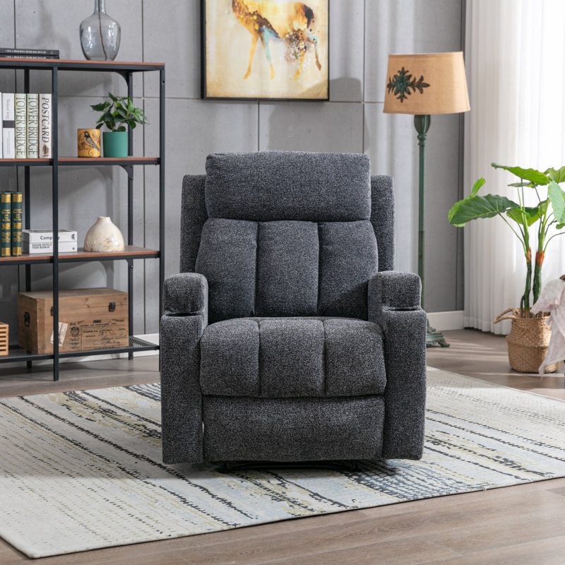 Dartee 33.07"W Manual Massage Recliner Chair With Heating Function & Dual Cup Holders - Soft Microfiber Home Theatre Seating