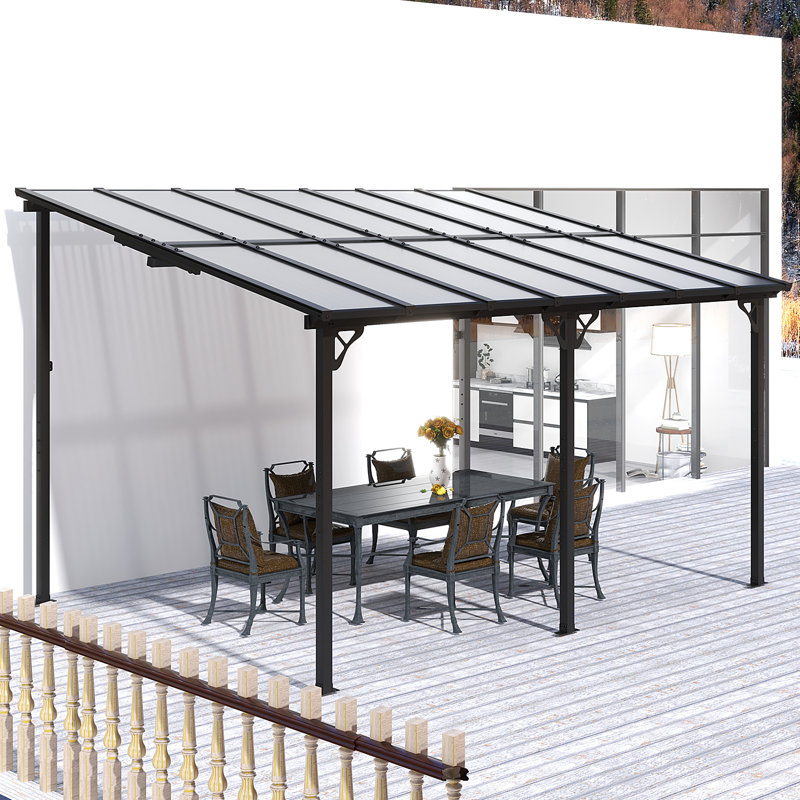 Metal Pergola with Canopy, 97.2" H x 168" W x 120" D