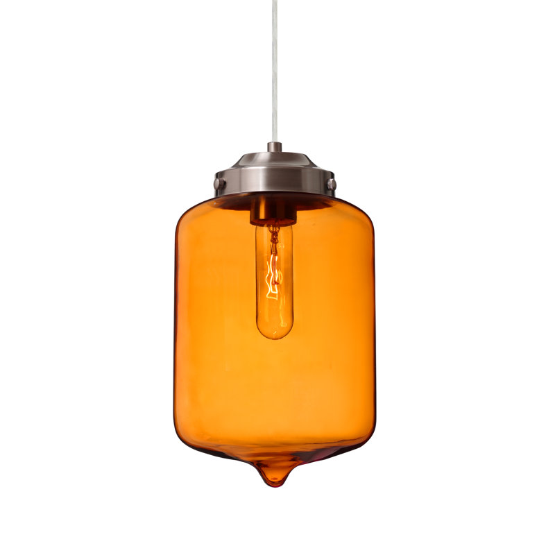 Luminaire à pot simple 1 lumières, Nickel satiné, Transparent