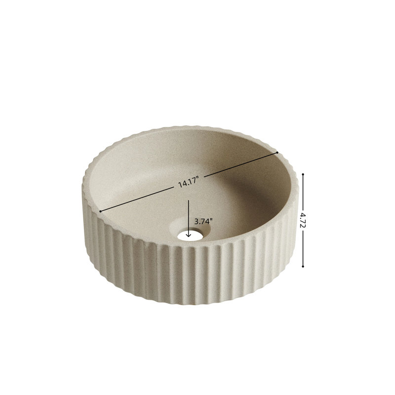Lavabo en microciment 14 po Lumi, sans armoire, sans robinet, couleur beige, Beige