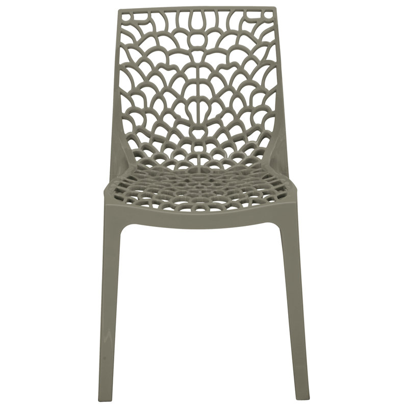Rian Stacking Patio Dining Side Chair, Grey