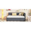 Lit de jour sans sommier avec couchette simple, tissu en lin (gris), tissu d'ameublement de taille compacte, propriété de lit solide, ressort, élément gris-601143411