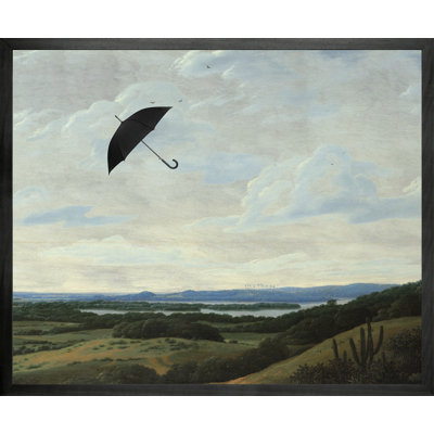Umbrella In The Wind by Young And Battaglia - Single Picture Frame Print on Canvas