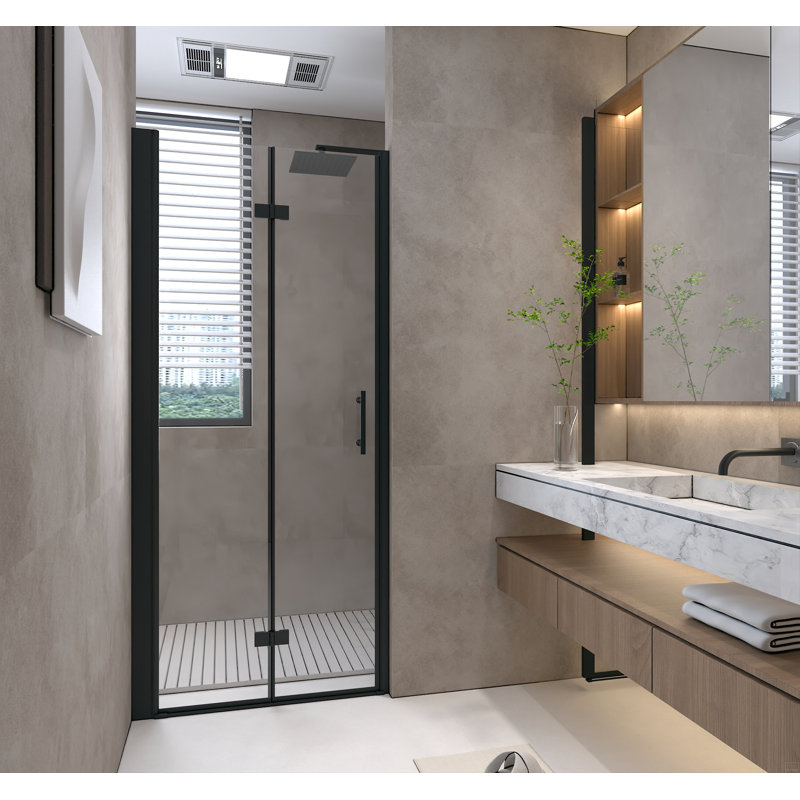 34 "X 72" Bifold Shower Door, 1/4"(6Mm) Tempered Glass, Aluminum Frame