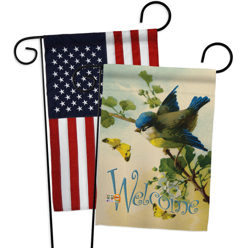 « welcome », un polyester de 2 côtés 19 po x 13 po drapeau de jardin