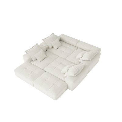 Roseate Boneless 198.43" Oversized 8-Piece Modular Sectional Sofa Sparkling Chenille Fabric With 8 Pillows