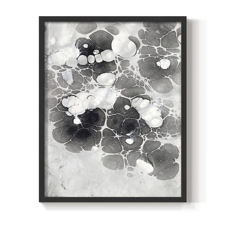 Marbling XIII Framed Print - Solid Wood, 11" H x 24" W, Black