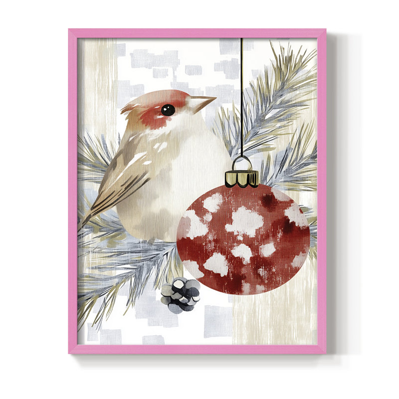 «Christmas Holiday Art DCCDXCI», reproduction d'art encadrée - bois massif, H 21 po x l 17 po, Rose