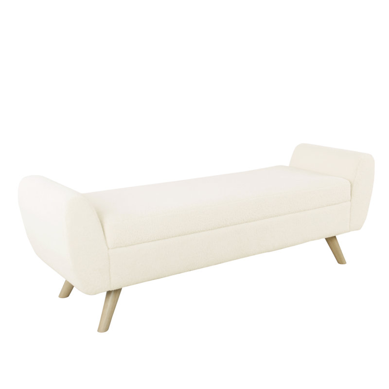 Amsi Upholstered Storage Bench, Cream Sherpa Fur