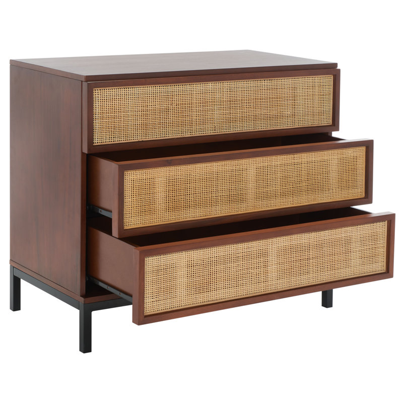 Prudhoe 34'' W 3 - Drawer Dresser, Black/Walnut