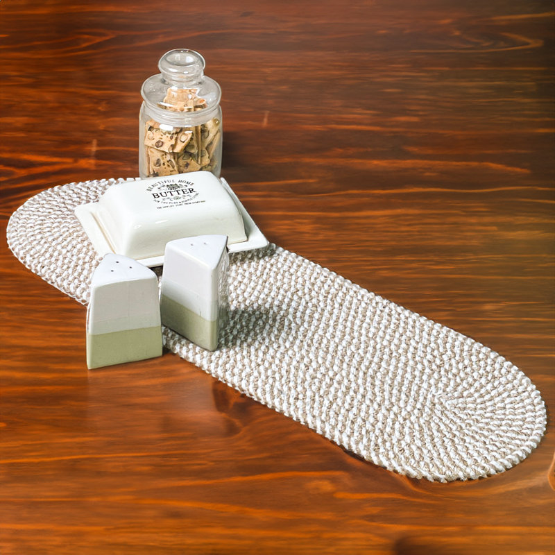 BRAIDED JUTE /COTTON OVAL TABLE RUNNER