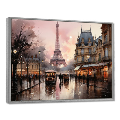 «Pink Twilight Rendezvous In Paris I», art mural de Paris pour le salon
