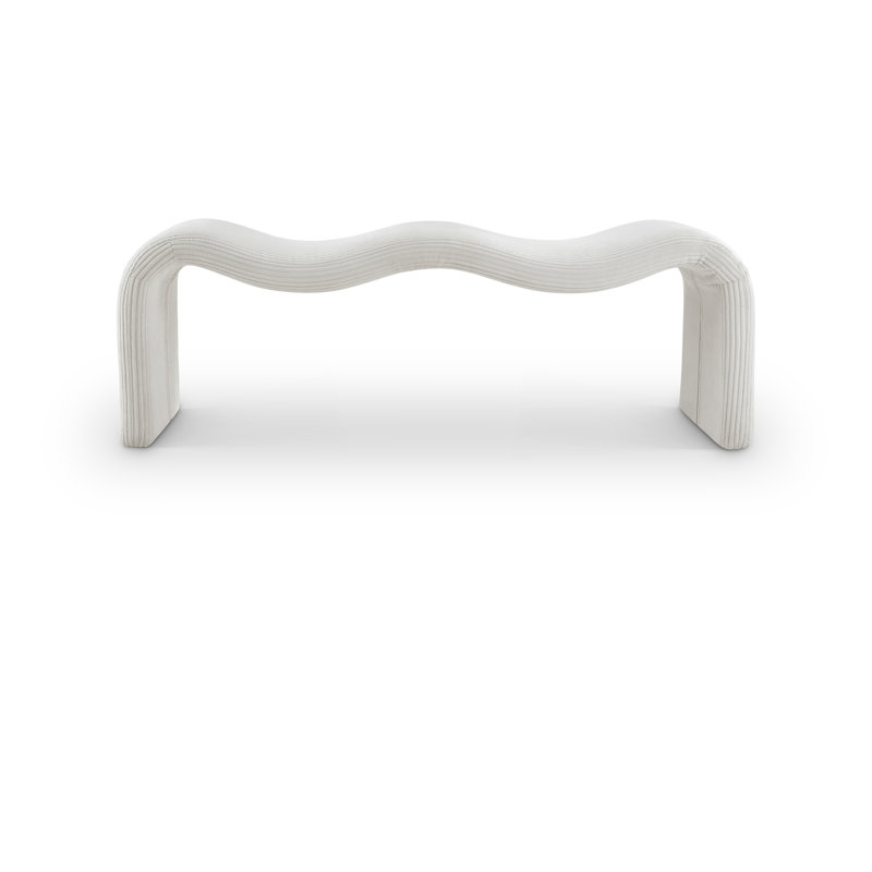 Willow Fabric Bench, Cream Microsuede Corduroy Fabric