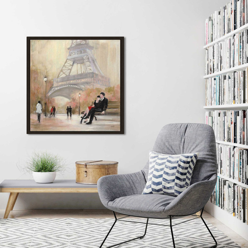 «Romantic Paris I (Square)» par Julia Purinton, reproduction, Cadre flottant espresso, H 21,5 po x l 21,5 po x P 2 po