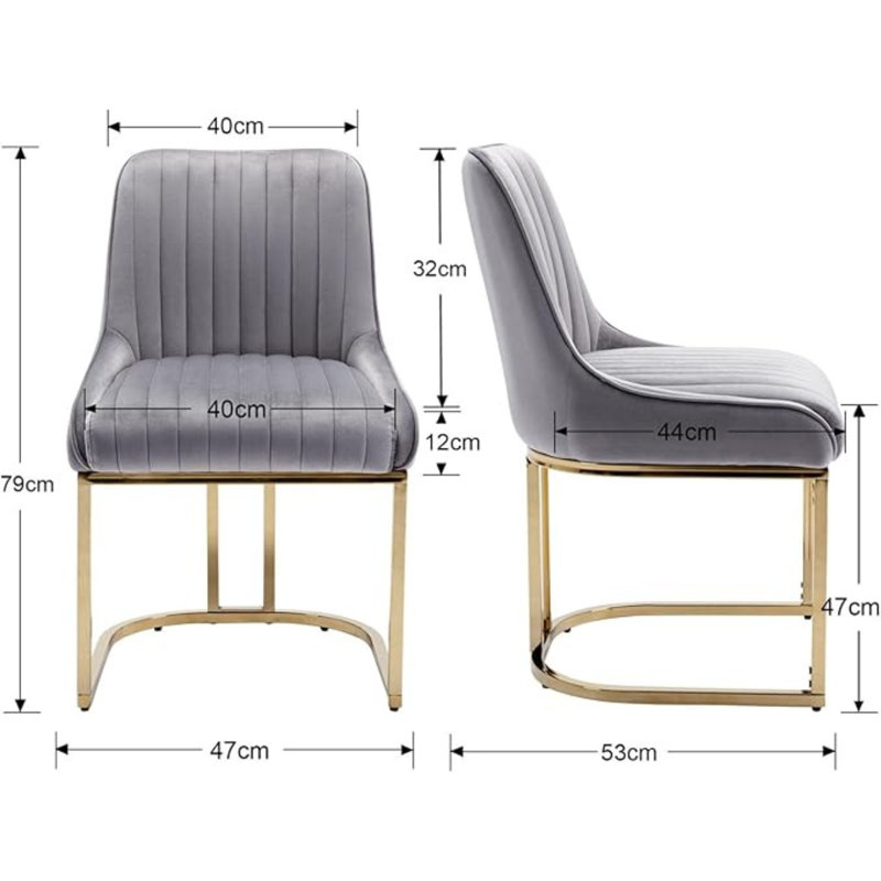 47cm H Velvet Upholstered Metal Accent, Grey